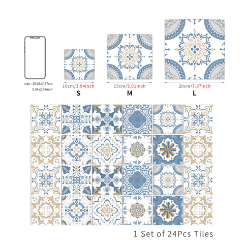 Blue-brown elegant tile stickers: inject retro charm into the space