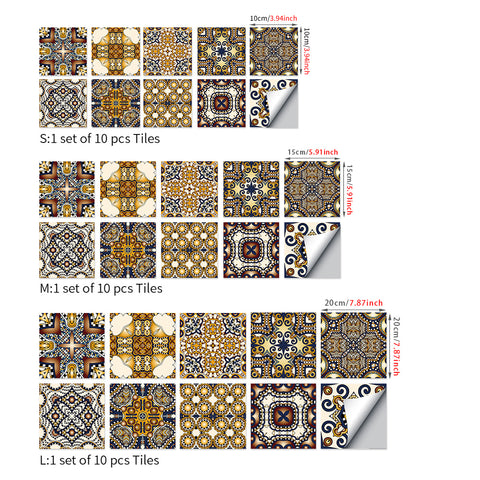 Retro brown and gold tone: the luxurious ancient charm of tile stickers