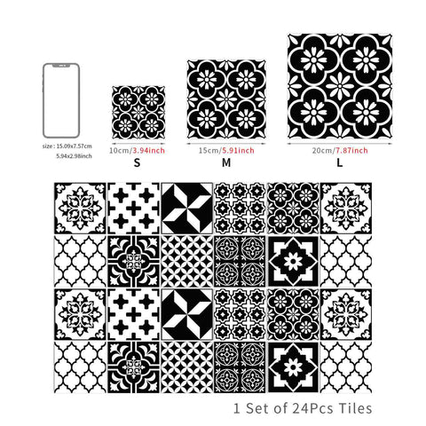 Black and White Geometric Tiles Creative tile stickers