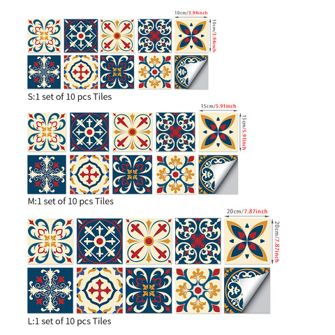 Retro red and blue: the artistic retro style of tile stickers