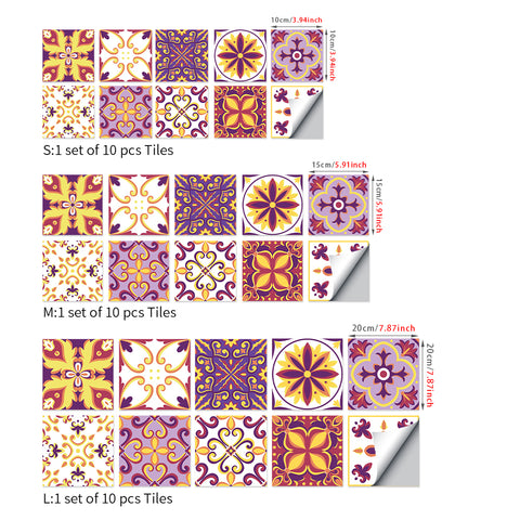 Gorgeous purple and yellow tone: the artistic bloom of tile stickers