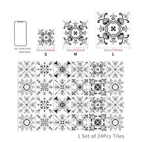 Black and white classic tile stickers: a simple but not simple artistic choice