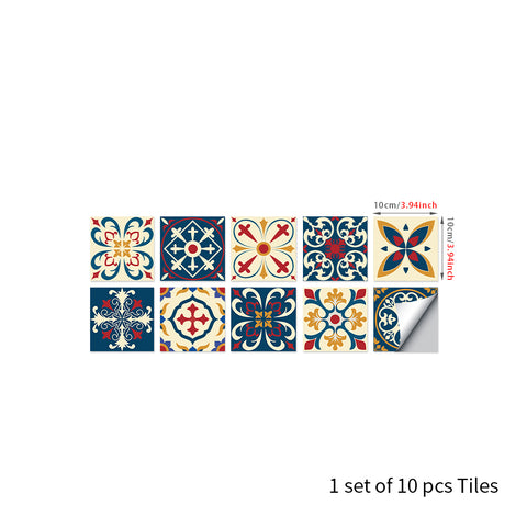 Retro red and blue: the artistic retro style of tile stickers