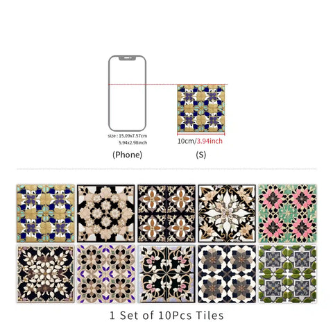 Colorful floral tile stickers, light up the beauty of space