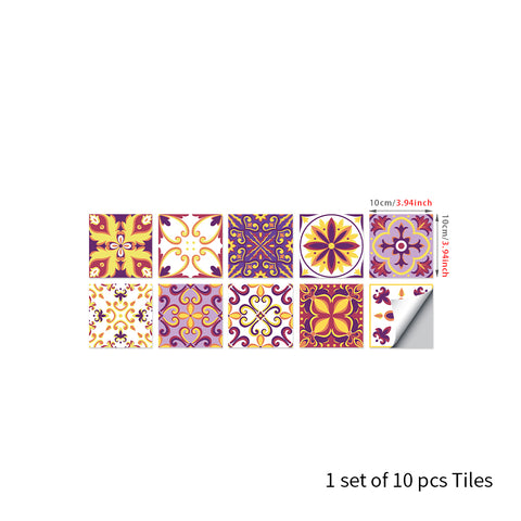 Gorgeous purple and yellow tone: the artistic bloom of tile stickers