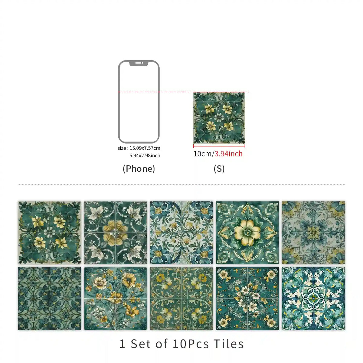 Fresh green and gold tone: the natural elegance of tile stickers