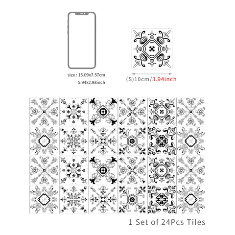 Black and white classic tile stickers: a simple but not simple artistic choice