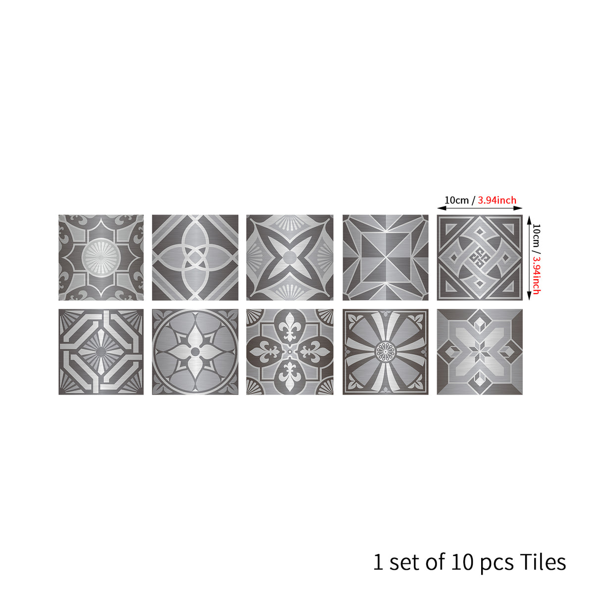 Silver-white radiation: modern tile sticker with geometric lines