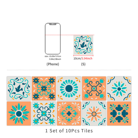 Fresh orange and blue: the vibrant beauty of tile stickers