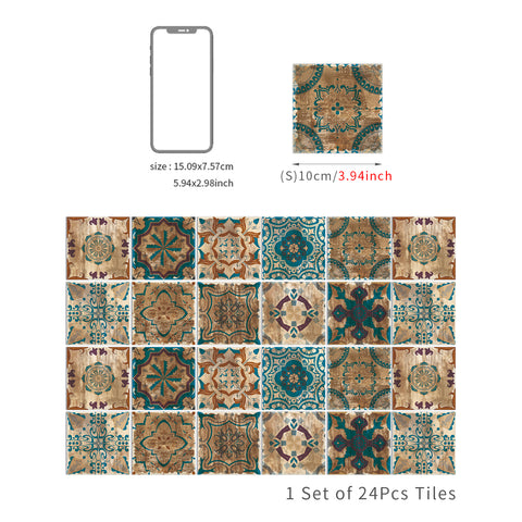 Retro blue-brown tile stickers: interpreting the artistic beauty of the years