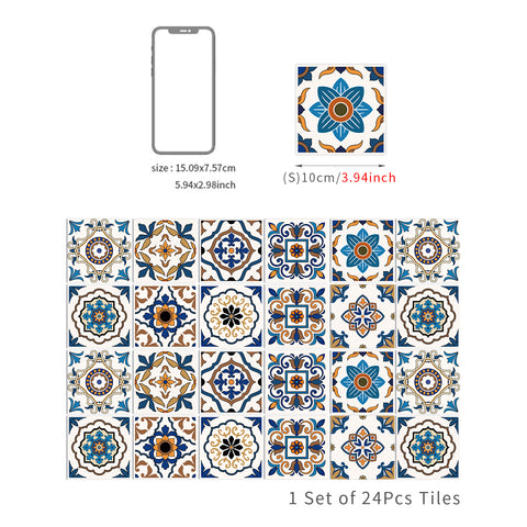 Blue-brown retro tile stickers: reproduce the charm of classic art