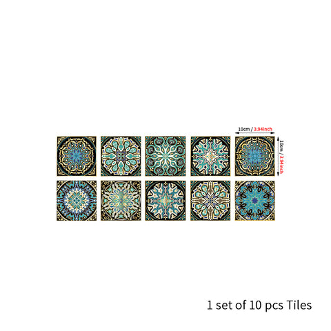 Mysterious blue and gold tone: the exotic style of tile stickers