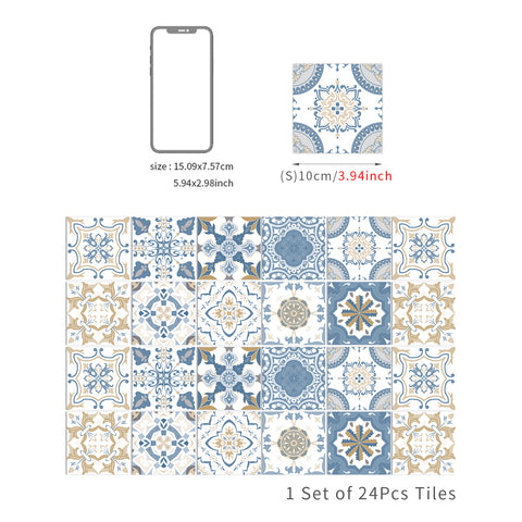 Blue-brown elegant tile stickers: inject retro charm into the space