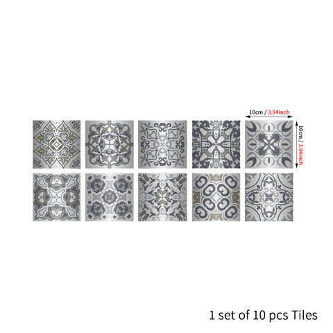 Silver-gray interweaving: fashionable tile stickers with abstract flowers