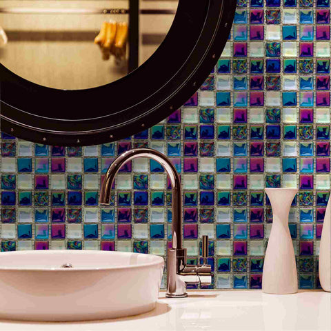 DIY Peel and Stick Tiles with Crystal Mosaic, Waterproof and Self-Adhesive for Home, Kitchen, and Bathroom