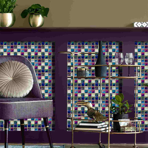 DIY Peel and Stick Tiles with Crystal Mosaic, Waterproof and Self-Adhesive for Home, Kitchen, and Bathroom