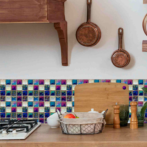 DIY Peel and Stick Tiles with Crystal Mosaic, Waterproof and Self-Adhesive for Home, Kitchen, and Bathroom