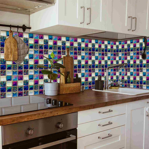 DIY Peel and Stick Tiles with Crystal Mosaic, Waterproof and Self-Adhesive for Home, Kitchen, and Bathroom