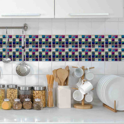 Waterproof Self-Adhesive Crystal Mosaic Tile Stickers for Bathroom and Kitchen, Easy to Apply and Perfect for Home Decor