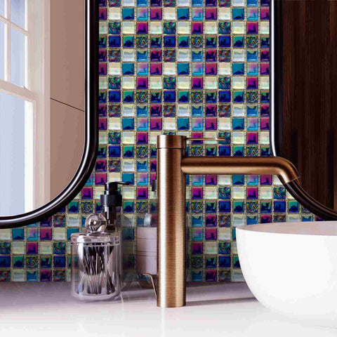 DIY Peel and Stick Tiles with Crystal Mosaic, Waterproof and Self-Adhesive for Home, Kitchen, and Bathroom