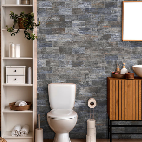 Brown Grey Dappled Rock Stone Tile Stickers Rustic Wallpapers 24Pcs