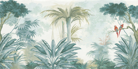 Tropical Dreamscape: Tropical Forest Wallpaper in vivid colors and delicate textures