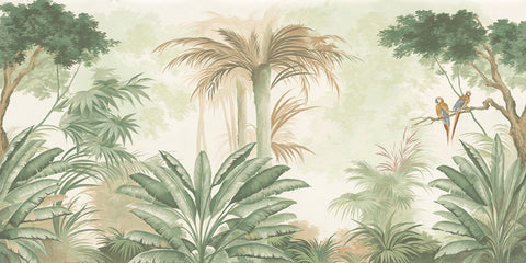 Tropical Dreamscape: Tropical Forest Wallpaper in vivid colors and delicate textures