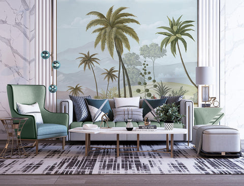 Tender Tropical: soft tones and natural textures of the tropical landscape wallpaper