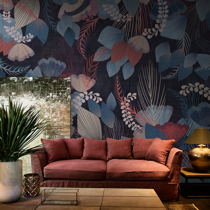 dark floral wallpaper for living room