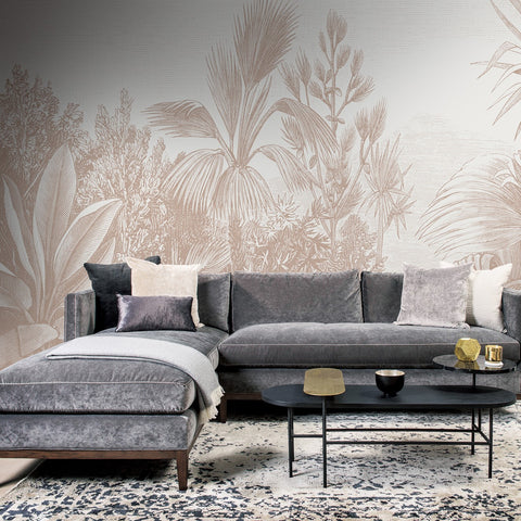 Soft and natural: classic sketch style botanical wallpaper