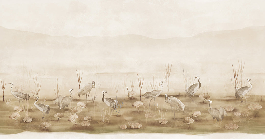 Elegant Crane Forest Wallpaper