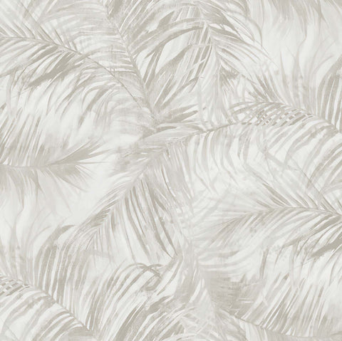 Botanical forest wallpaper in soft gray tones