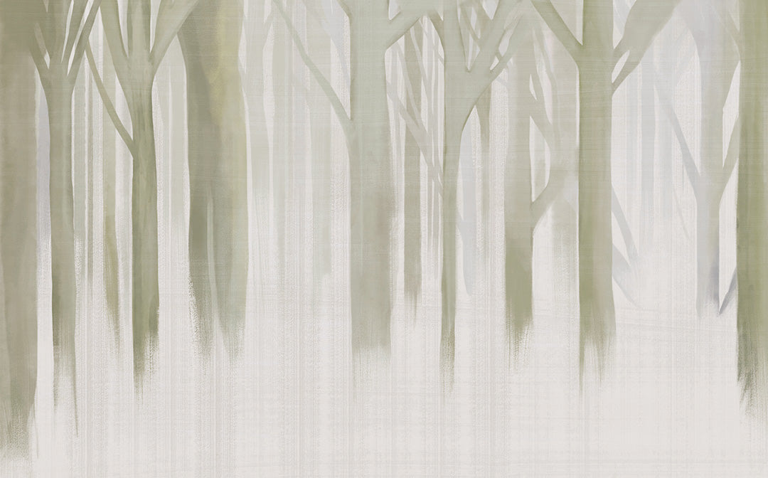 Foggy Soft Abstract Trees Forest Wallpaper