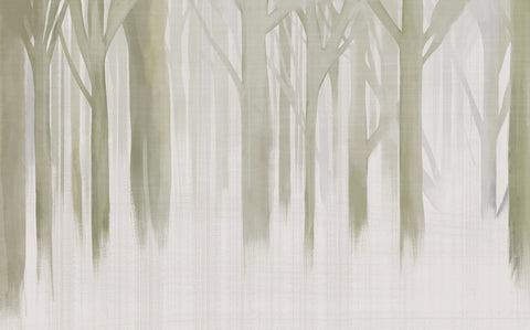 Foggy Soft Abstract Trees Forest Wallpaper