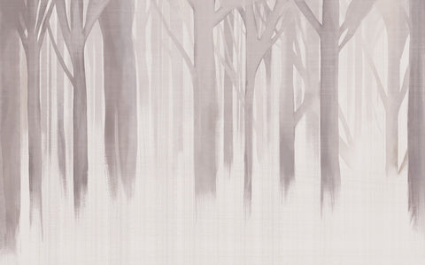 Foggy Soft Abstract Trees Forest Wallpaper