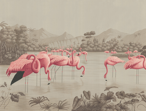 Flamingo Forest Wallpaper