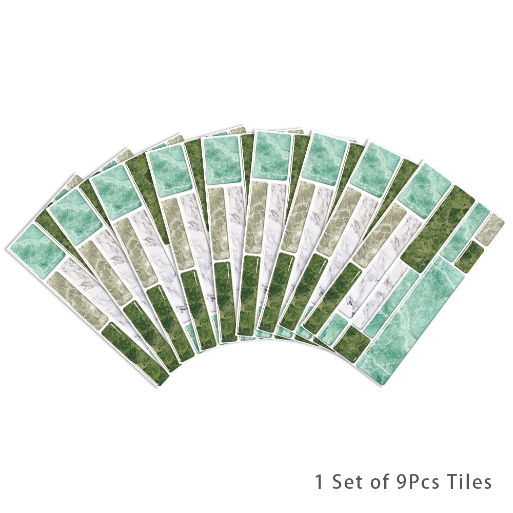 Green Splicing Marble Texture Floor Stickers Peel and Stick