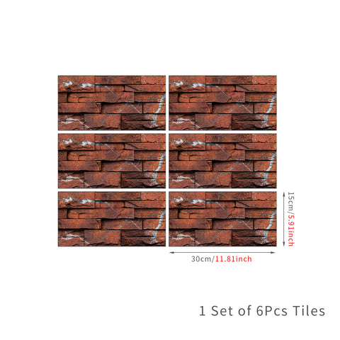 Dark Brick Red Simulates 3D Stone Texture Wallpaper Country Tiles Stickers