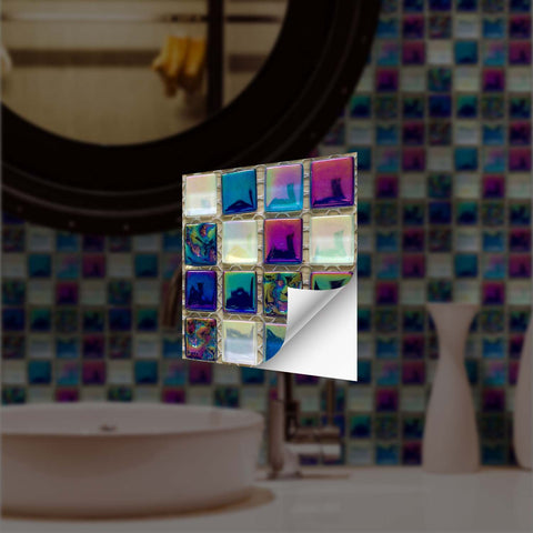 DIY Peel and Stick Tiles with Crystal Mosaic, Waterproof and Self-Adhesive for Home, Kitchen, and Bathroom