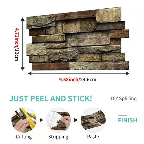 Special Shaped Marble Tile Sticker (Dark Brown) 12pcs Peel And Stick Wallpaper Luxury and Elegant Style Wall Decor