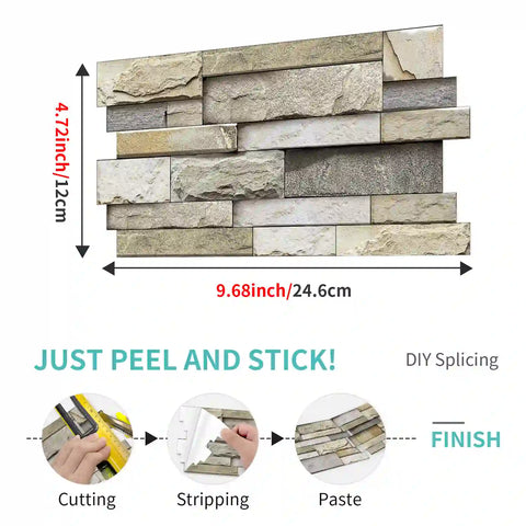 Special Shaped Marble Tile Sticker (Light Brown) 12pcs Peel And Stick Wallpaper Luxury and Elegant Style Wall Decor