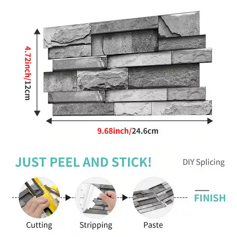 Special Shaped Marble Tile Sticker (Dark Grey) 12pcs Peel And Stick Wallpaper Luxury and Elegant Style Wall Decor