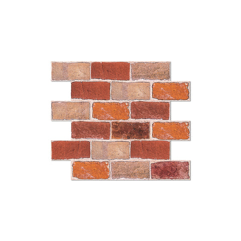 Brick Red Rustic Stone Tile Stickers Country Style Rock Wallpapers 10 Pcs