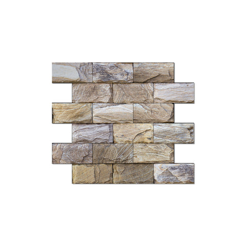 Light Brown Nature Stone Wallpaper Peel and Stick Stickers Rustic Wallpapers 10 Pcs
