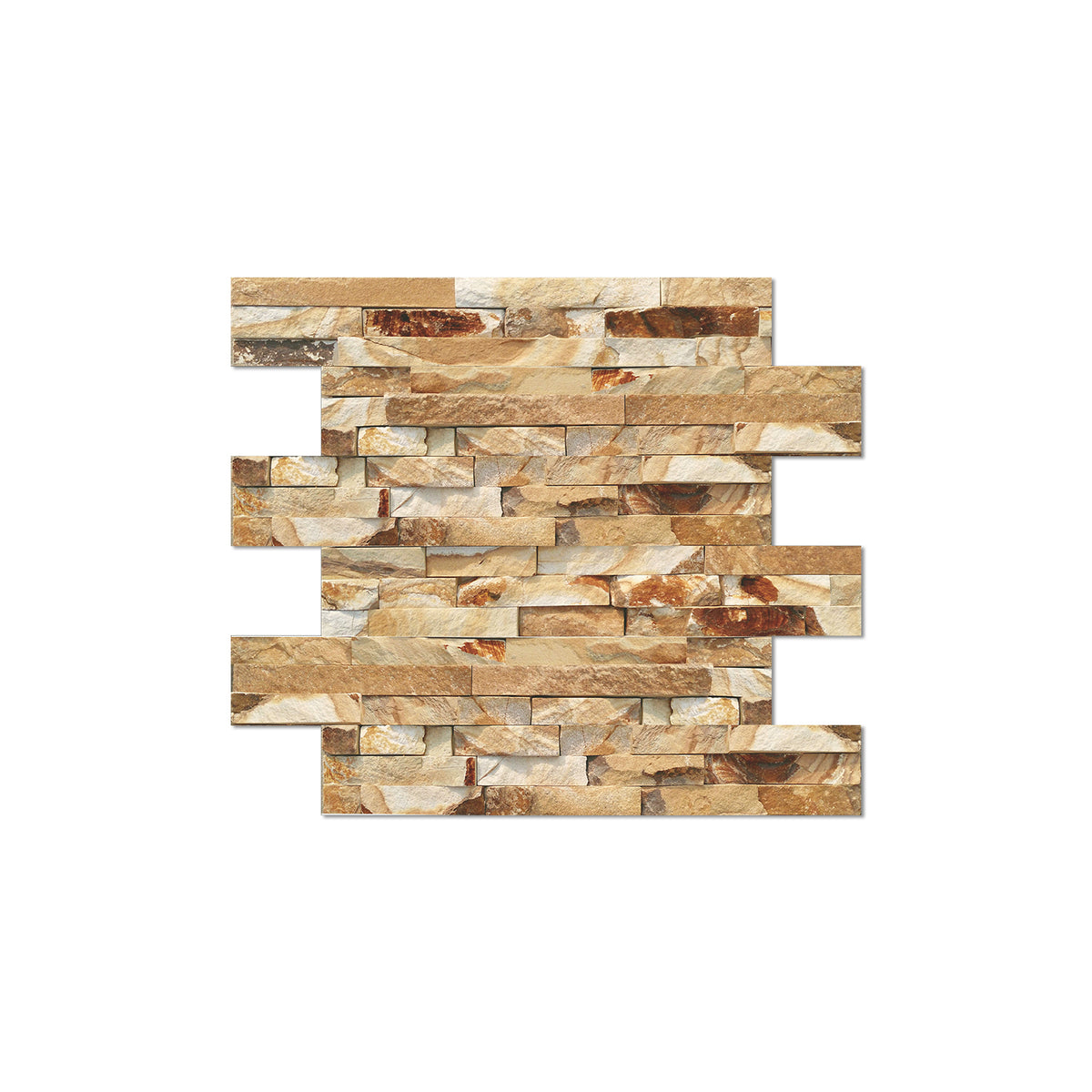 Brown and White Rustic Stone Tile Stickers Country Style Rock Wallpapers 10 Pcs