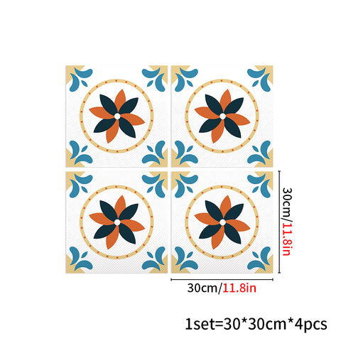 Colorful Flower Motif Wall Tile