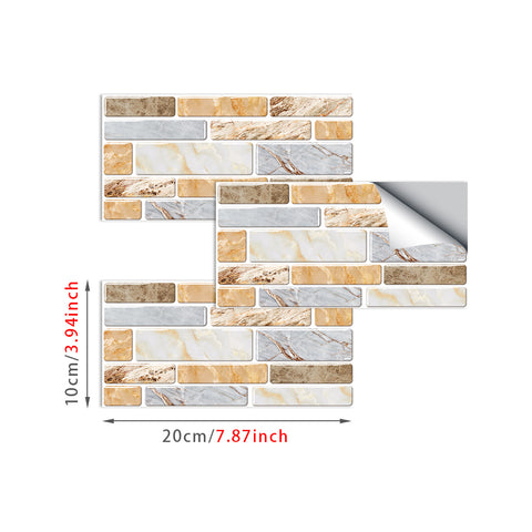 Beige and YellowSplicing Marble Texture Floor Stickers Peel and Stick