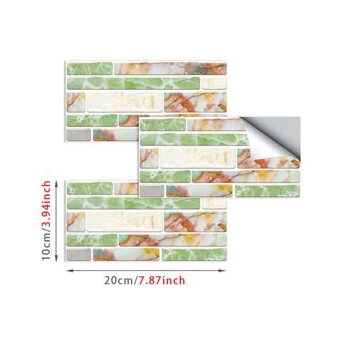 Light Green Splicing Marble Texture Floor Stickers Peel and Stick