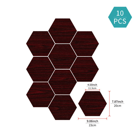 Deep Red Mahogany Hexagonal Foam Porcelain Tile Stickers