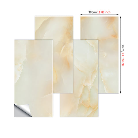 Peel and Stick Gold Orange Marble Effect Tile Floor Sticker Decals